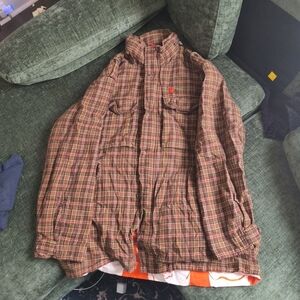 Massive Revolution Plaid Brown Jacket for Men XXL